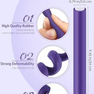 24 Piece Set of Flexible Foam Hair Curling Rods (New) Purple